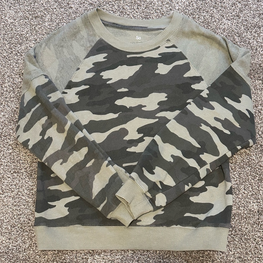 SO Olive and Dark Green Camo Crewneck Sweater